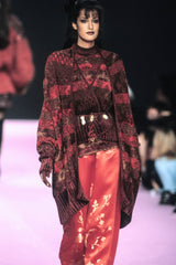 Fall 1994 Christian Lacroix Runway Knit Printed Striped Slouchy Cardigan w Original Belt