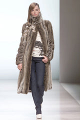Incredible Fall 2001 Chloe by Stella McCartney Faux Fur Runway Look 1 Coat w Bead & Crsytal Detail