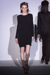 Chic & Simple Fall 2001 Gucci by Tom Ford Runway Look 20 Black Silk Side Zipper Sheath Dress