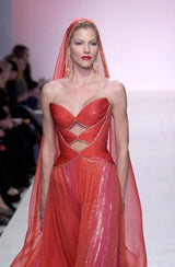 Fall 2001 Red & Gold Bob Mackie Cut Out Gown
