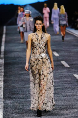 Dreamy Fall 2004 Chanel by Karl Lagerfeld Runway Look 13 & Ad Campaign Floral Lace & Chiffon Dress