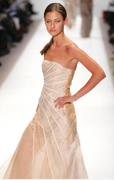 Superb Fall 2005 Richard Tyler Version of Runway Strapless Pale Blue & Ivory Silk Organza Dress