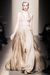 Fall 2009 Bottega Veneta by Tomas Maier Ad Campaign & Runway Muted Copper Silk Pleated Dress