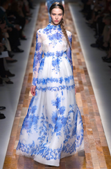 Valentino Fall 2013 by Maria Grazia Chiuri & Pierpaolo Piccioli Strapless Blue & White Dress