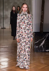Fall 2017 Valentino by Pierpaolo Piccioli Runway Look 18 Exuberant Silk Print Dress w Ruffled Details