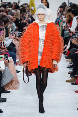 Fall 2019 Valentino by Pierpaolo Piccioli Orange Wool & Feather Coat