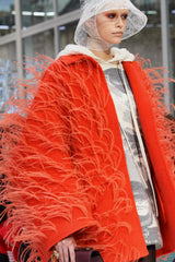 Fall 2019 Valentino by Pierpaolo Piccioli Orange Wool & Feather Coat