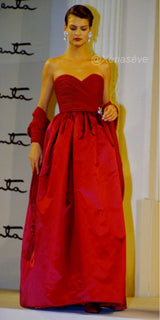 Dreamy Fall 1989 Oscar de la Renta Strapless Cashmere & Silk Dress w Matching Tassel Shawl