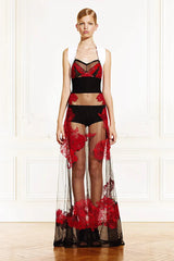 Resort 2011 Givenchy by Ricardo Tisci Look 5 Red Lace & Black Net Dress