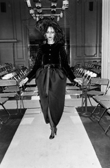 Fall 1978 Givenchy Haute Couture Original Runway Sample Black Silk & Velvet Dress w Beaded Sleeves
