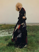 Fall 2015 Chloe by Clare Waight Keller Velvet Closing Runway Look 45 Velvet Patchwork Dress