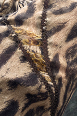 Sexiest 2003 Roberto Cavalli Laced Back Corset Leopard Print Silk Chiffon Dress w Stitched Panels