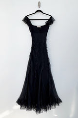 Spring 2004 Valentino by the Original Mr. Valentino Black Pleated Bodice & Ruffle Skirt Dress