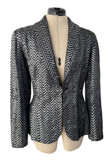 Impeccable Fall 1984 John Anthony Couture Silver & Black Chevron Hand Beaded & Sequin Jacket