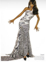 Fall 2008 Balmain by Christophe Decarnin Runway Zebra & Leopard Print Dress w Crystal Bolt