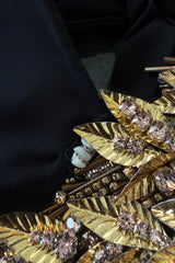 Stunning 2013 Unlabeled Alexander McQueen by Sarah Burton Black Crepe Dress w Gold Metal Detailing