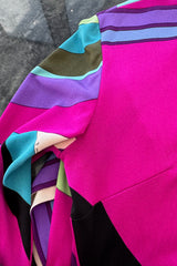 Bright 1960s Emilio Pucci Deep Fuchsia Pink & Primary Coloured Geometric Print Silk Jersey Dress