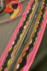 Fantastic 1960s Emilio Pucci Green Pink Coral & Orange Abstract Print Silk Jersey Dress