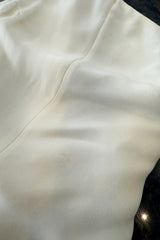 2010s Valentino Ivory Silk Crepe One Shoulder Dress w Draped Back & Rhinestone Buckle