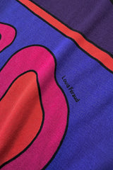 Fantastic Spring 1970 Louis Feraud Easy-to-Wear Printed Purple & Pink on Black Jersey Dress