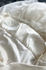 Vintage Valentino White Silk Wedding Dress w Elaborate Trains, Pleating & Extensive Beading Detail