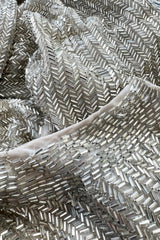 Extraordinary Fall 1975 John Anthony Couture Ivory Silver Hand Beaded Runway Sample Dress