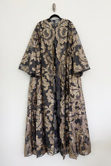 Phenomenal Fall 1993 Paco Rabanne Haute Couture Runway Sample Look 51 Metallic Gold & Silk Net Evening Caftan Coat