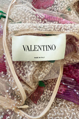 Dreamy Pre-Fall 2020 Valentino by Pierpaolo Piccioli Look 45 Pink Sequin Floral Net Dress