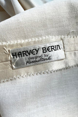 Early 1960s Harvey Berin Black Velvet & Ivory Silk Skirted Dress w Sparkling Beaded Detailing