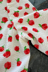 Prettiest 1980s Oscar de la Renta Tiny Spring Rose Print Skirt & Short Sleeve Jacket Suit Set