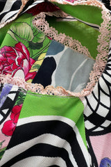 Dreamiest Spring 1992 Gianni Versace Versus Documented Pink Bow Detailed & Floral Print Dress