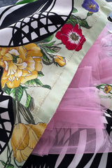 Dreamiest Spring 1992 Gianni Versace Versus Documented Pink Bow Detailed & Floral Print Dress