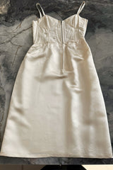 Incredible 1960s Philippe Venet Hand Made Haute Couture Ivory Silk Wrape Over Inner Structural Dress