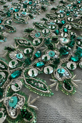 Extraordinary Unlabeled Net Pale Green Dress w Extensive Beading & Sequin Work