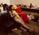 Sexiest Fall 1995 Loris Azzaro Couture Sequin Covered Leopard Print Dress w Open Cut Outs