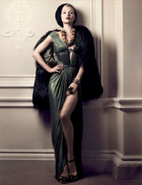 Incredible Fall 2007 Roberto Cavalli Ivory Pleated Silk Jersey Dress w Front Plunge & Rhinestones