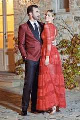 Spring 2018 Valentino by Pierpaolo Piccioli Red Chantilly Lace & Net Dress