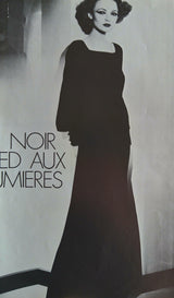 Fall 1974 Yves Saint Laurent Runway & Ad Campaign Black Silk Jersey Dress w Cord Detailing
