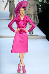 Rare Fall 2007 Christian Dior by John Galliano Runway Look 43 Purple Hammered Silk Top Skirt Dress Set