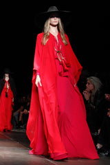 Superb Spring 2013 Yves Saint Laurent Hedi Slimane Debut Runway Blue Dress Silk Chiffon w Matching Cape & Sash