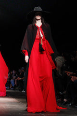 Superb Spring 2013 Yves Saint Laurent Hedi Slimane Debut Runway Blue Dress Silk Chiffon w Matching Cape & Sash