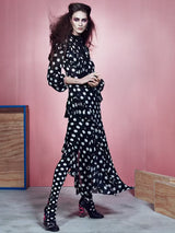 Prettiest Resort 2017 Gucci by Alessandro Michele Black & White Polka Dot Silk Chiffon Dress