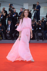 Incredible Spring 2017 Valentino by Pierpaolo Piccioli Pink Silk Chiffon Dress w Caped Detail