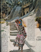 Rare 1971 Thea Porter Actual Book Piece Silk Cotton Gauze Dress w Sheila Hudson Horseman Print