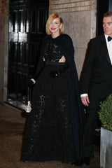 Dramatic Fall 1971 Loris Azzaro Black Jersey Full Length Cape w Hood