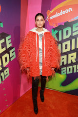 Fall 2019 Valentino by Pierpaolo Piccioli Orange Wool & Feather Coat
