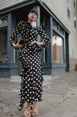Prettiest Resort 2017 Gucci by Alessandro Michele Black & White Polka Dot Silk Chiffon Dress