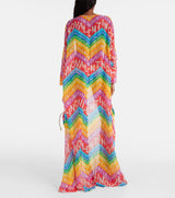 Dreamy 2024 Valentino Special Escape Summer Capsule Cotton Chevron & Logo Print Cover Up Overdress
