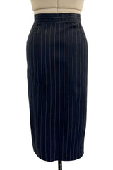 1990s Jean Paul Gaultier Pin Striped Mens Suiting Fabric Jacket & Skirt Set Suit