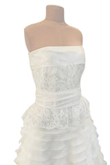 Dreamiest Spring 2008 Valentino Ivory Silk Organza Strapless Wedding Dress w Beaded Lace & Ruffle Skirt